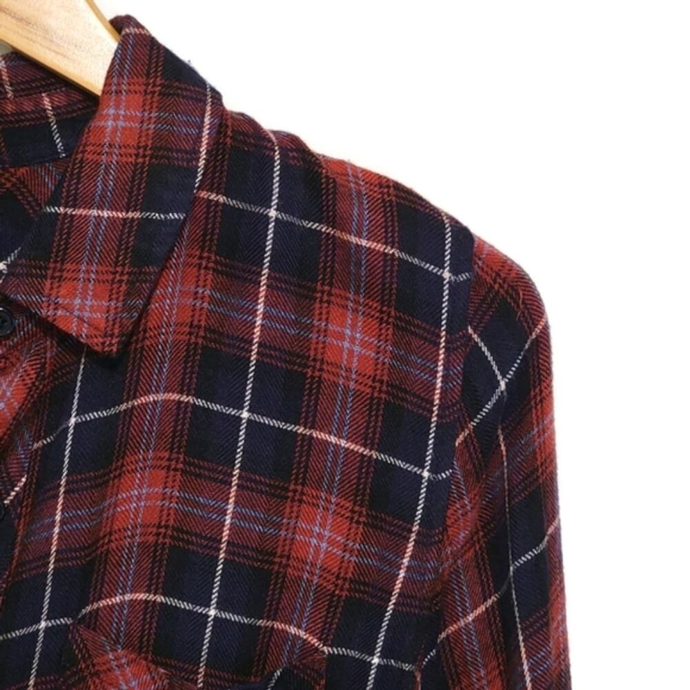 Rails Plaid Red Blue Hi Low Tunic Shirt Dress Long Sleeve Casual Chic Size S - Picture 4 of 15